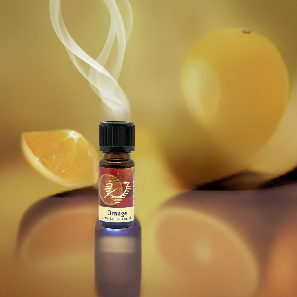 Orange Ätherisches Öl 10 ml Hintergrund Orangig inkl. weisser Rauch