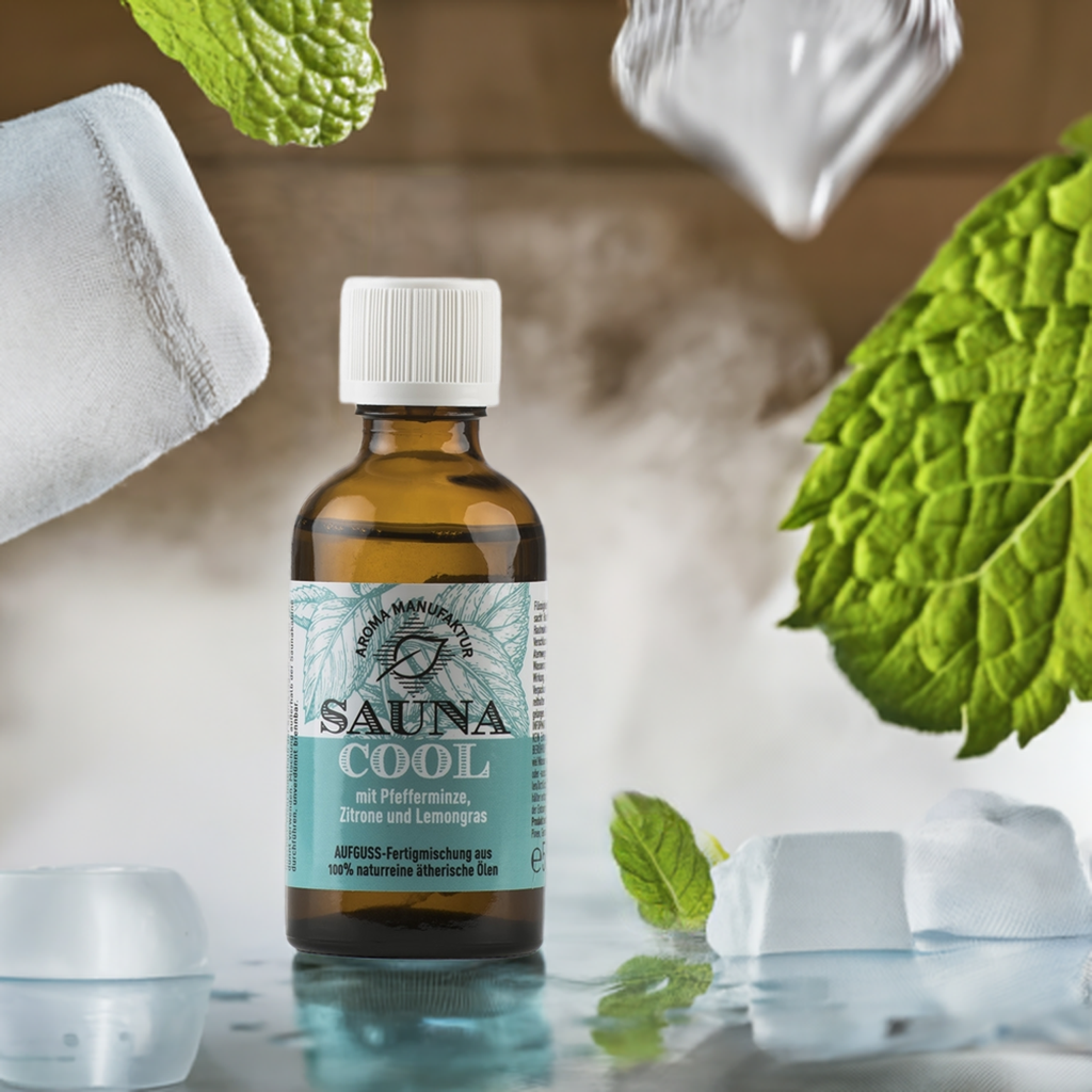Klar & kühl – Sauna Cool mit Pfefferminze, Zitrone & Lemongras – Aufguss Aroma Manufaktur® ätherisches Öl