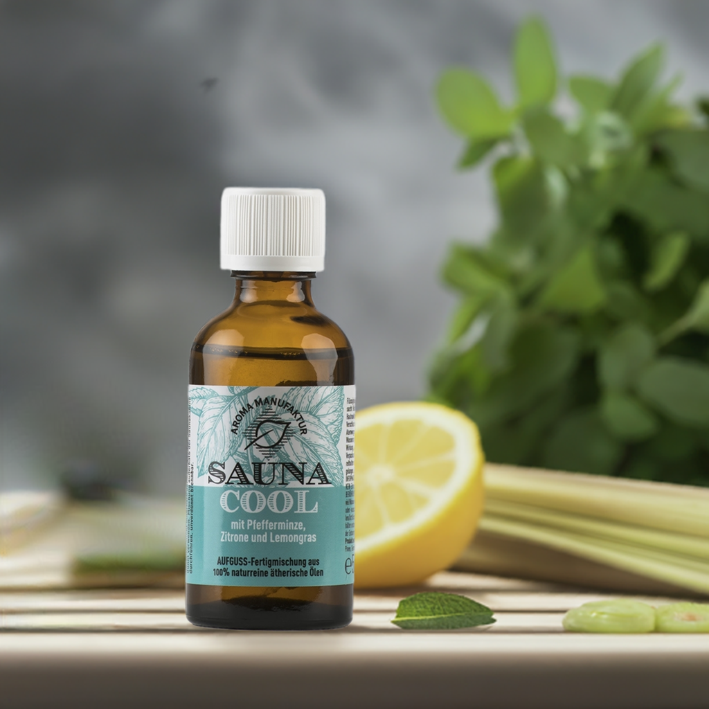 Klar & kühl – Sauna Cool mit Pfefferminze, Zitrone & Lemongras – Aufguss Aroma Manufaktur® ätherisches Öl