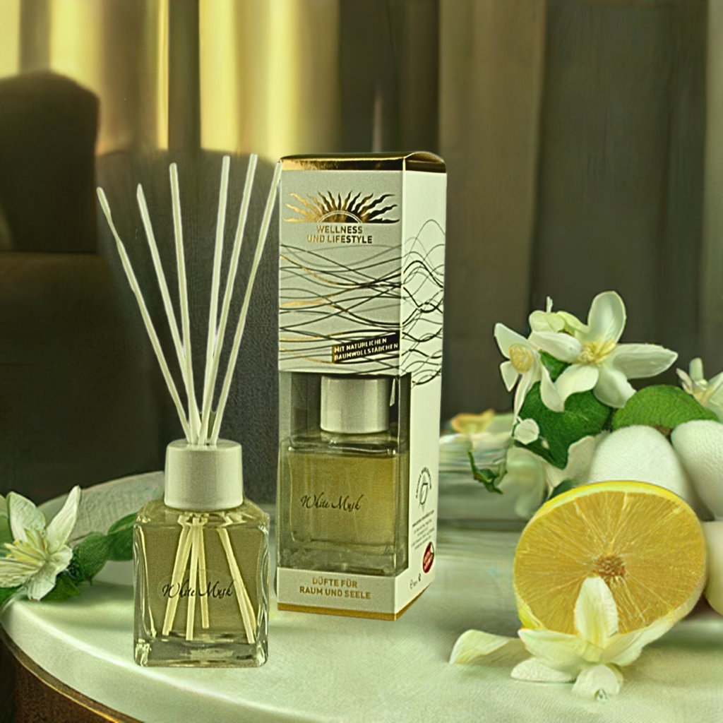 Klar & textilfrisch – De Lux White Musk – Diffusor Aroma Manufaktur® Raumdüfte