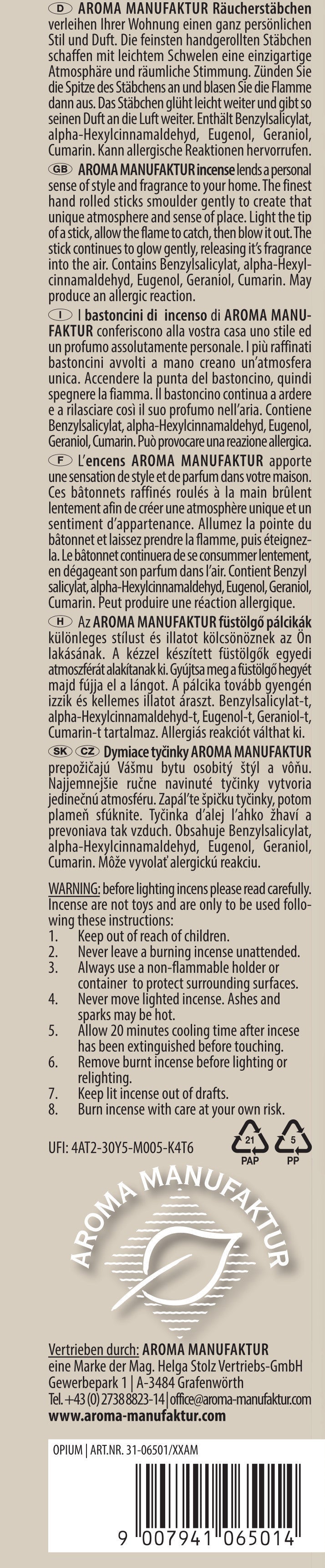 Mystisch & samtig – Opium – Räucherstäbchen Aroma Manufaktur® Räuchermittel